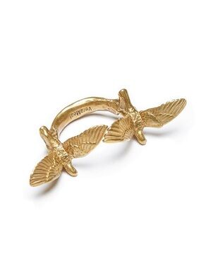 Verameat Gold Brass Double Bird Ring